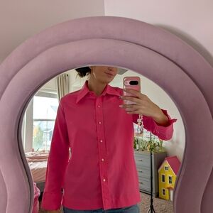 Vibrant Pink Cowgirl Button-Up Shirt Size Large